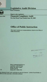 Office of Public Instruction financial-compliance audit for the two fiscal years ended ..._cover