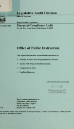 Office of Public Instruction financial-compliance audit for the two fiscal years ended ..._cover