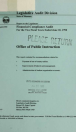 Office of Public Instruction financial-compliance audit for the two fiscal years ended ..._cover