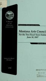 Montana Arts Council financial-compliance audit for the two fiscal years ended .._cover