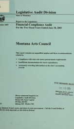 Montana Arts Council financial-compliance audit for the two fiscal years ended .._cover