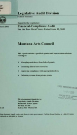 Montana Arts Council financial-compliance audit for the two fiscal years ended .._cover