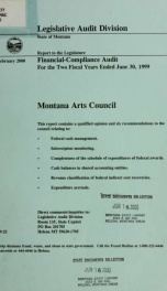 Montana Arts Council financial-compliance audit for the two fiscal years ended .._cover