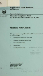 Montana Arts Council financial-compliance audit for the two fiscal years ended .._cover