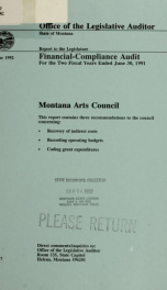 Montana Arts Council financial-compliance audit for the two fiscal years ended .._cover