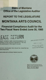 Montana Arts Council financial-compliance audit for the two fiscal years ended .._cover