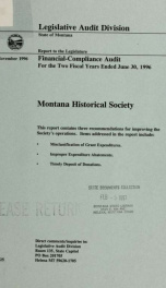 Montana Historical Society financial-compliance audit for the two fiscal years ended .._cover