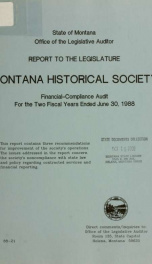 Montana Historical Society financial-compliance audit for the two fiscal years ended .._cover