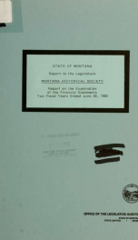 Montana Historical Society : report on examination of the financial statements, two fiscal years ended June 30,.._cover