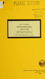 State of Montana, Montana Historical Society : report on audit, fiscal year ended June 30, 1978_cover