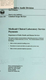 Medicaid clinical laboratory service payments, Department of Public Health and Human Services : limited scope review_cover