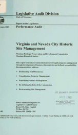 Virginia and Nevada City historic site management : Montana Heritage Preservation and Development Commission, Montana Historical Society_cover