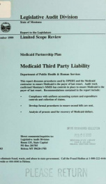 Medicaid partnership plan, Medicaid third party liability, Department of Public Health & Human Services : limited scope review_cover