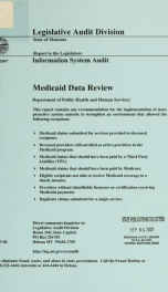 Medicaid data review : Department of Public Health and Human Services_cover