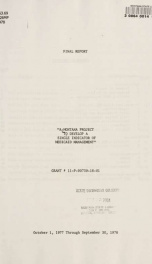 A Montana project to develop a single indicator of medicaid management : final report, October 1, 1977 through September 30, 1978_cover