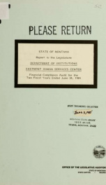 Department of Institutions, Eastmont Human Services Center, financial-compliance audit for the two fiscal years ended June 30, 1984_cover