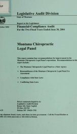 Montana Chiropractic Legal Panel financial-compliance audit for the two fiscal years ended June ..._cover