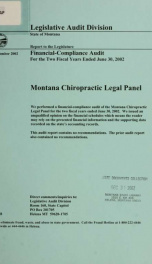 Montana Chiropractic Legal Panel financial-compliance audit for the two fiscal years ended June ..._cover