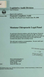 Montana Chiropractic Legal Panel financial-compliance audit for the two fiscal years ended June ..._cover