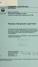 Montana Chiropractic Legal Panel financial-compliance audit for the two fiscal years ended June ..._cover