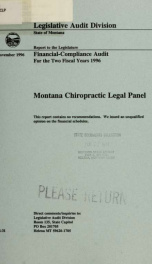 Montana Chiropractic Legal Panel financial-compliance audit for the two fiscal years ended June ..._cover