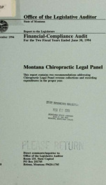 Montana Chiropractic Legal Panel financial-compliance audit for the two fiscal years ended June ..._cover