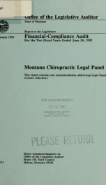 Montana Chiropractic Legal Panel financial-compliance audit for the two fiscal years ended June ..._cover