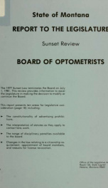 Report to the Legislature, sunset review, Board of Optometrists_cover