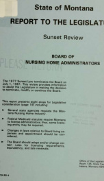 Board of Nursing : report to the Legislature, sunset review_cover