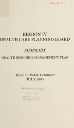 Summary : health resource management plan, draft for public comment_cover