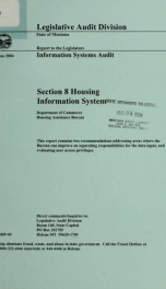 Section 8 Housing information system : Department of Commerce Housing Assistance Bureau_cover