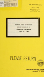 Montana Board of Housing, report on audit of financial statements, June 30, 1988_cover