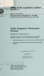 Public Employees' Retirement Division, Department of Administration financial-compliance audit for the two fiscal years ended .._cover