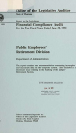 Public Employees' Retirement Division, Department of Administration financial-compliance audit for the two fiscal years ended .._cover