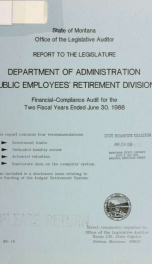 Department of Administration, Public Employees' Retirement Division financial-compliance audit for the two fiscal years ended .._cover