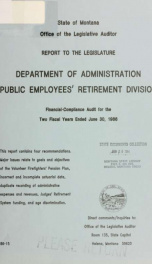 Department of Administration, Public Employees' Retirement Division financial-compliance audit for the two fiscal years ended .._cover