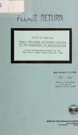 Public Employees' Retirement Division of the Department of Administration financial/compliance audit for the two fiscal years ended June 30, 1984_cover