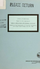 Public Employees' Retirement Division report on examination of financial statements for the two fiscal years ended June 30 .._cover