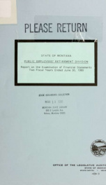 Public Employees' Retirement Division report on examination of financial statements for the two fiscal years ended June 30 .._cover