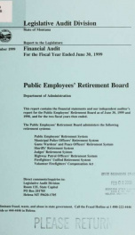 Public Employees' Retirement Board, Department of Administration, financial audit for the fiscal year ended .._cover