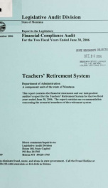 Teachers' Retirement Division, Department of Administration financial-compliance audit for the two fiscal years ended June 30 .._cover