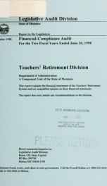 Teachers' Retirement Division, Department of Administration financial-compliance audit for the two fiscal years ended June 30 .._cover