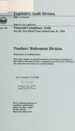 Teachers' Retirement Division, Department of Administration financial-compliance audit for the two fiscal years ended June 30 .._cover