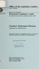 State of Montana, Teachers' Retirement Division, financial/compliance audit for the two fiscal years ended June 30, .._cover