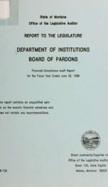 Department of Institutions, Board of Pardons : financial-compliance audit for the fiscal year ended June 30, 1986_cover