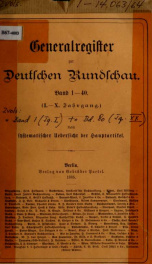 Generalregister zur Deutschen Rundschau. Band 1-[80, 1874-1894]_cover