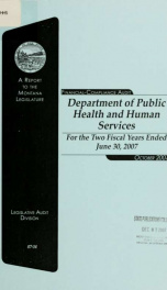 Department of Public Health and Human Services financial-compliance audit for the two fiscal years ended June 30 .._cover