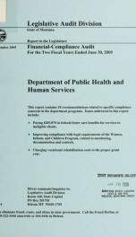 Department of Public Health and Human Services financial-compliance audit for the two fiscal years ended June 30 .._cover