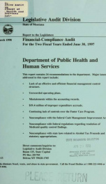 Department of Public Health and Human Services financial-compliance audit for the two fiscal years ended June 30 .._cover