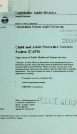 Child and Adult Protective Services System (CAPS), Department of Public Health and Human Services : Information system audit follow-up_cover